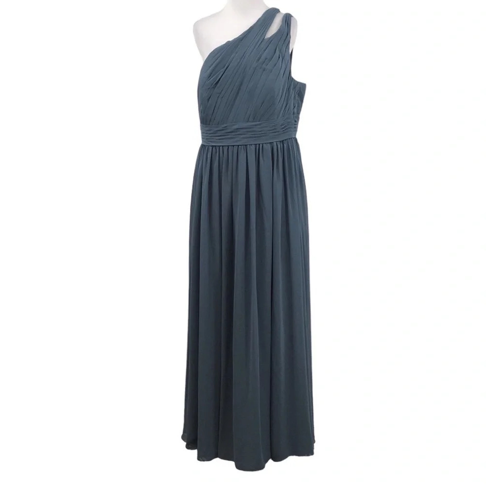 Azazie Dress Womens A18 Blue One Shoulder Bridesmaid Pleated Wedding Gown‎